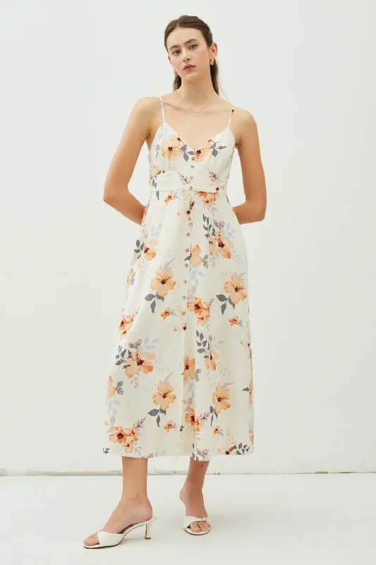 Floral Button Down Cami Midi Dress