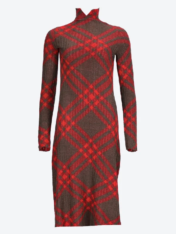 Long sleeve midi dress Trendy Fit-and-Flare Midi Dress