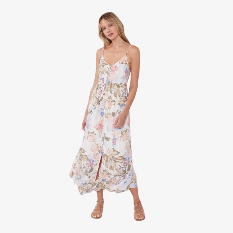 Dasha Floral Midi Dress (Off White + Periwinkle)