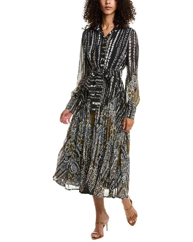 Gracia Bohemian Midi Dress Trendy Mock Neck Midi Dress
