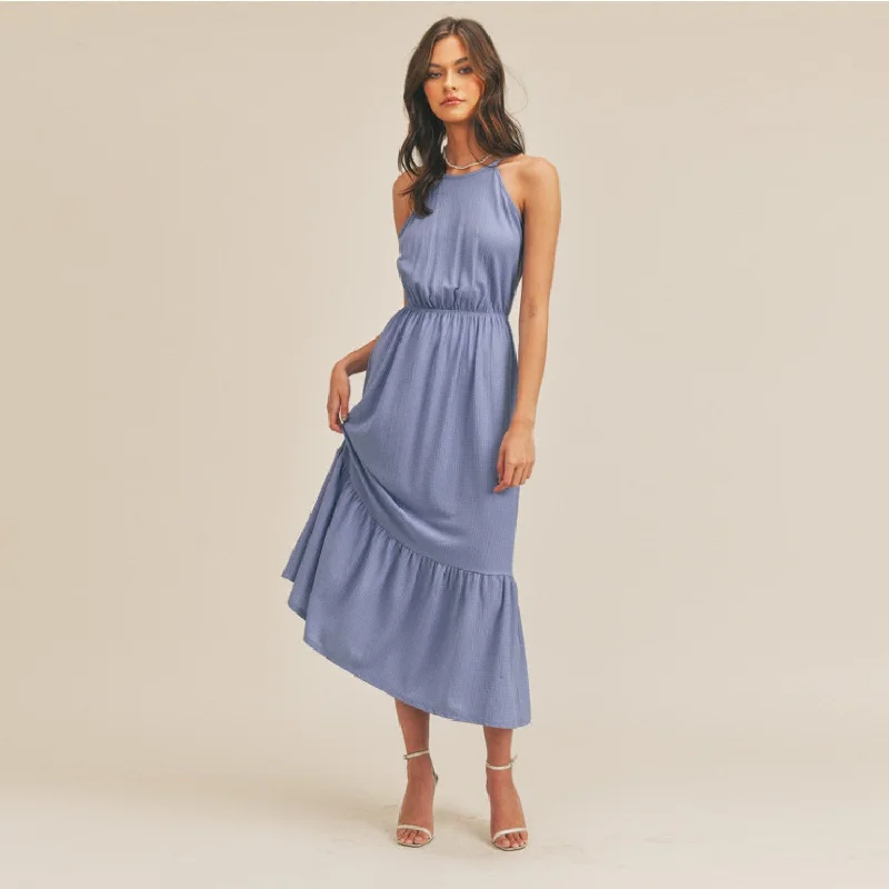 Halter Midi Dress (Blue)