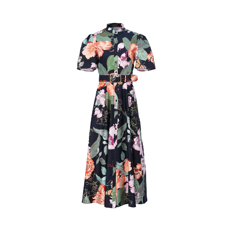 Leo Lin Women's Bianca Short Sleeve Midi Dress Cozy Tie-Dye Midi Dress