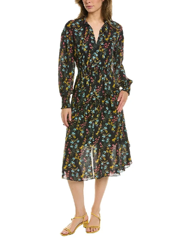 Marchesa Notte Floral Midi Dress