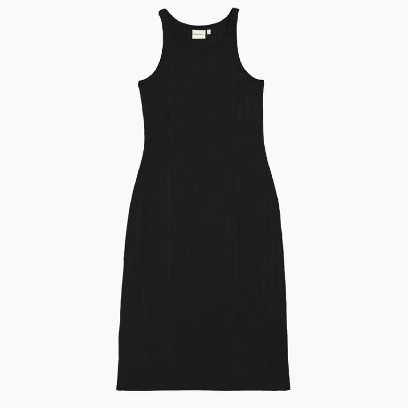 Vintage Rib Midi Dress (Black)