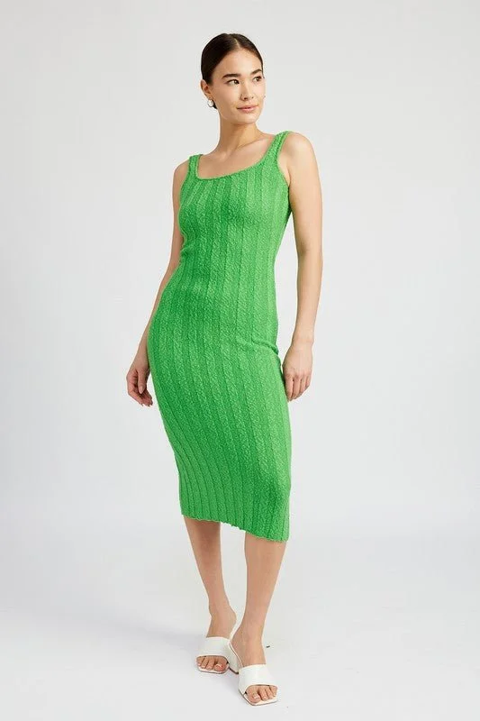 Ribbed Scoop Neck Midi Dress