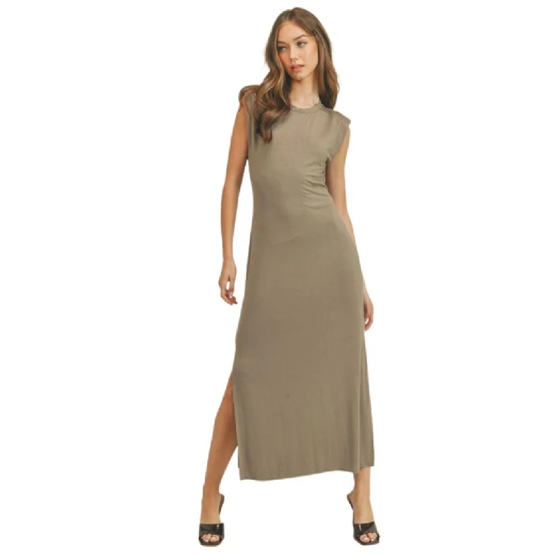 Shoulder Pad Midi Dress (Sage)