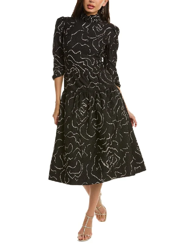 Teri Jon by Rickie Freeman Metallic Jacquard Midi Dress Trendy Fit-and-Flare Midi Dress Teri Jon by Rickie Freeman Metallic Jacquard Midi Dress Trendy Fit-and-Flare Midi Dress