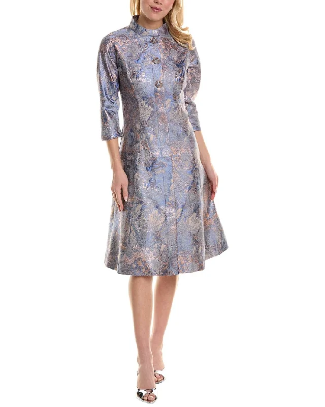 Teri Jon by Rickie Freeman Metallic Jacquard Midi Dress Fashionable Casual Midi Dress Teri Jon by Rickie Freeman Metallic Jacquard Midi Dress Fashionable Casual Midi Dress