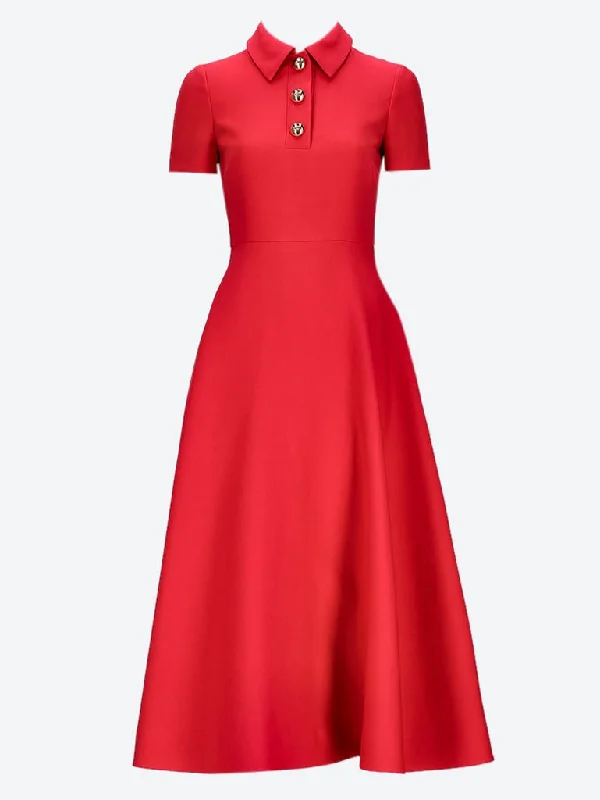 Crepe couture midi dress Stylish Pleated Skirt Midi Dress