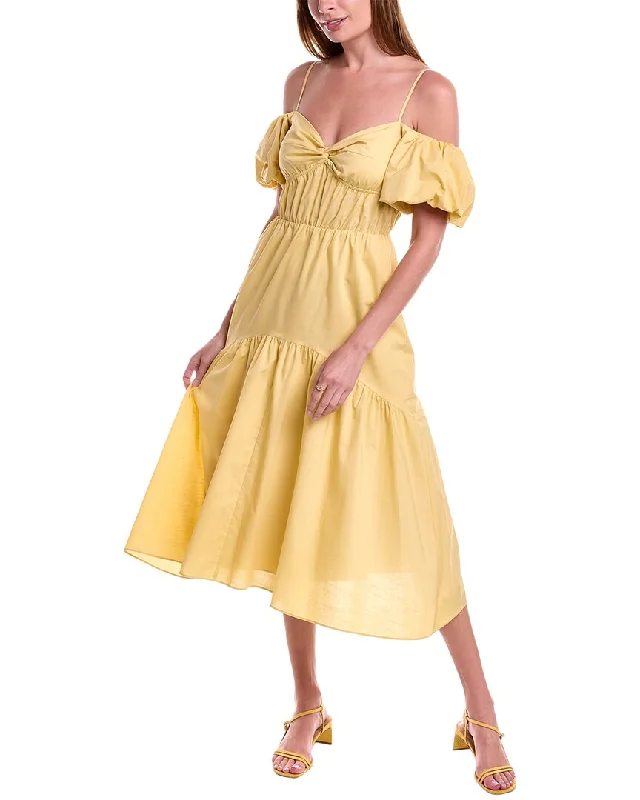Vince Tiered Midi Dress Stylish Cold Shoulder Midi Dress