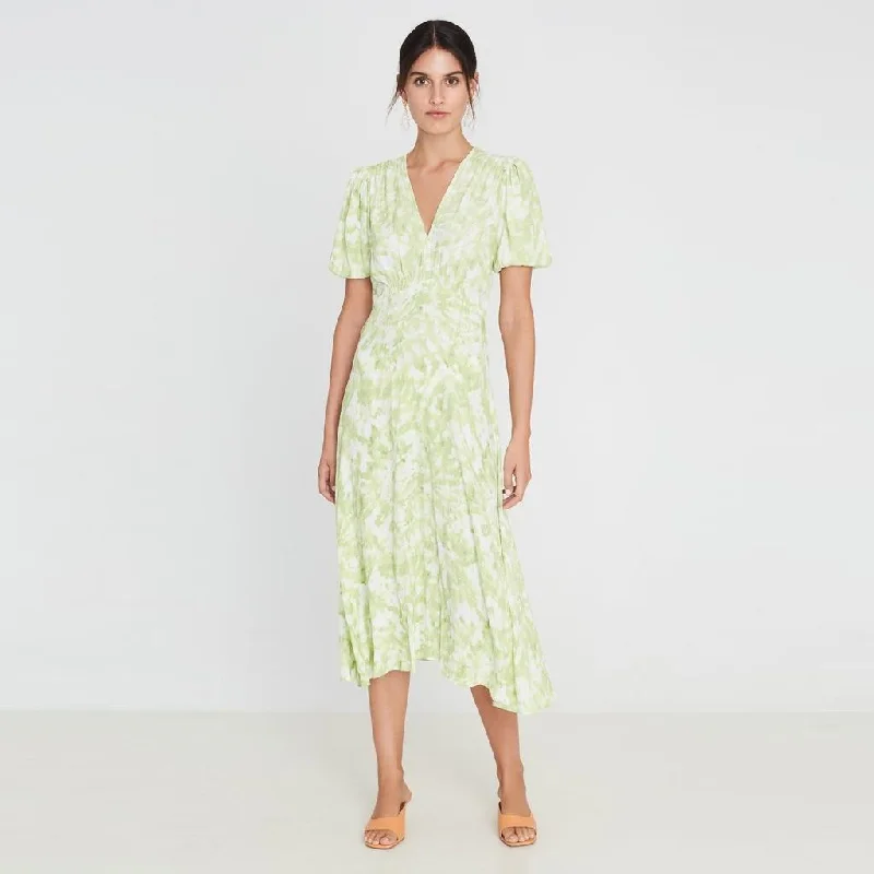 Vittoria Midi Dress (Roos Tie Dye Lime) Stylish Halter Neck Midi Dress
