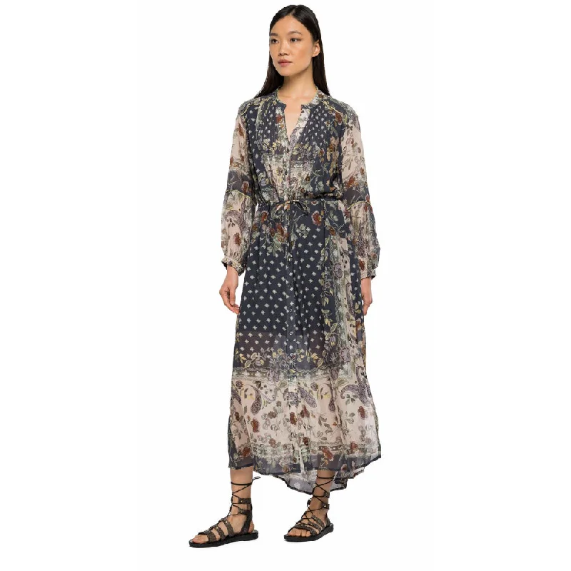 Replay Women's Sinthetic Component Midi Dress Elegant Floral Appliqué Midi Dress