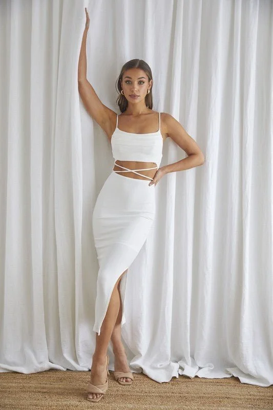 White Cutout Midi Dress