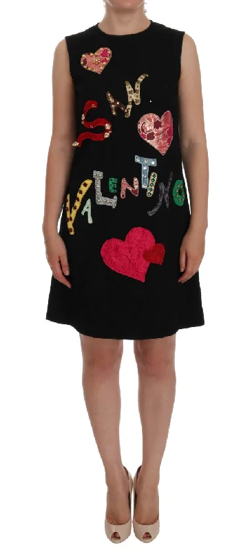 Black Crystal-Embellished Stretch Mini Dress Elegant Sequin Mini Dress
