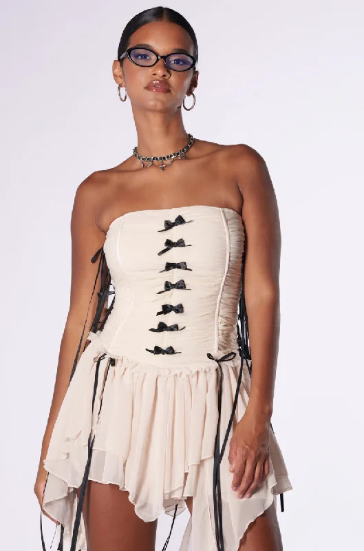 COVER ME IN BOWS MESH MINI DRESS Fashionable Mini Dress with Pockets