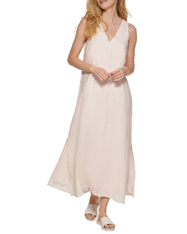 DKNY V-Neck Linen Maxi Dress