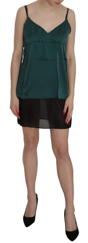Elegant Spaghetti Strap Silk Mini Dress Classic Black Mini Dress