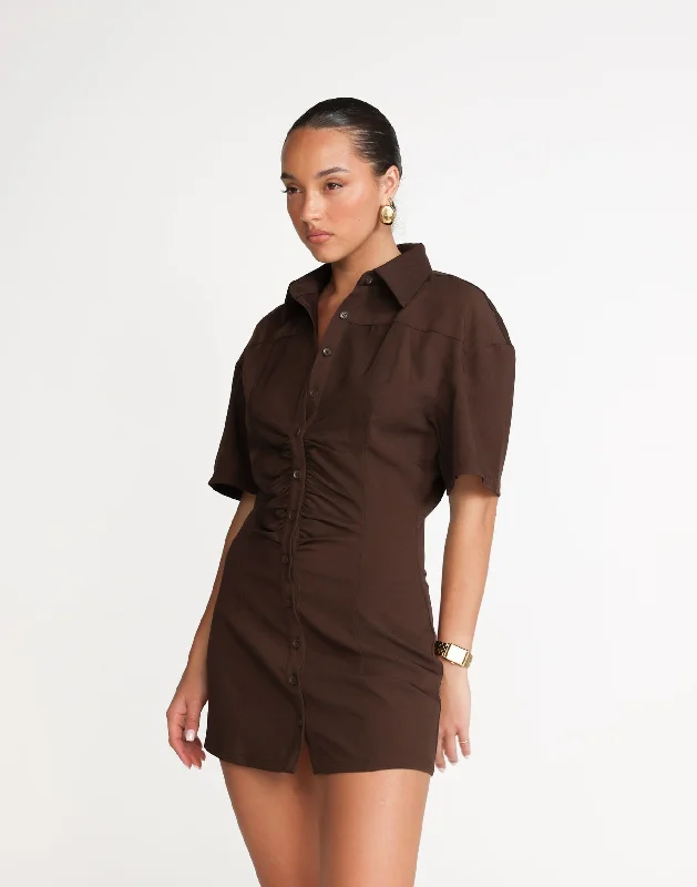 Etta Mini Dress (Chocolate)