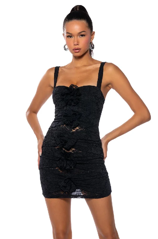 EVERY ROSE HAS ITS THORNS LACE CUTOUT MINI DRESS Chic Halter Mini Dress
