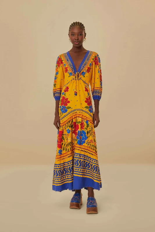 Yellow Floral Yard Lenzing™ Ecovero™ Euroflax™ Maxi Dress Chic Off-Shoulder Maxi Dress Yellow Floral Yard Lenzing™ Ecovero™ Euroflax™ Maxi Dress Chic Off-Shoulder Maxi Dress