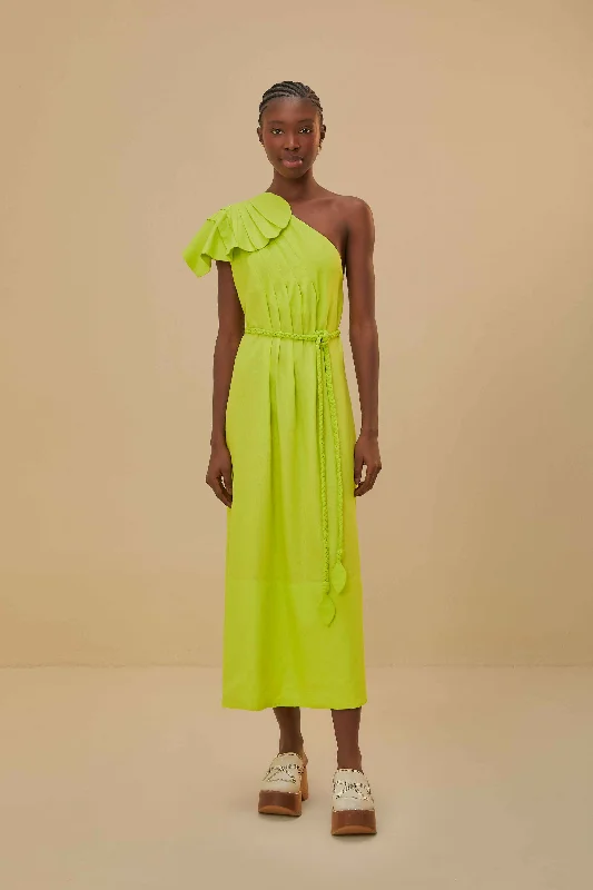 Green Leaf Lenzing™ Ecovero™ Euroflax™ Maxi Dress Fashionable High-Waist Maxi Dress