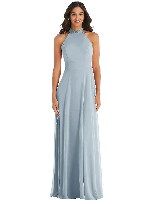 High Neck Halter Backless Maxi Dress