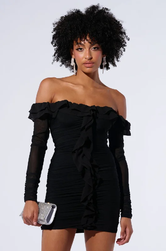 IN YOUR DREAMS RUFFLE MINI DRESS Casual High-Waist Mini Dress