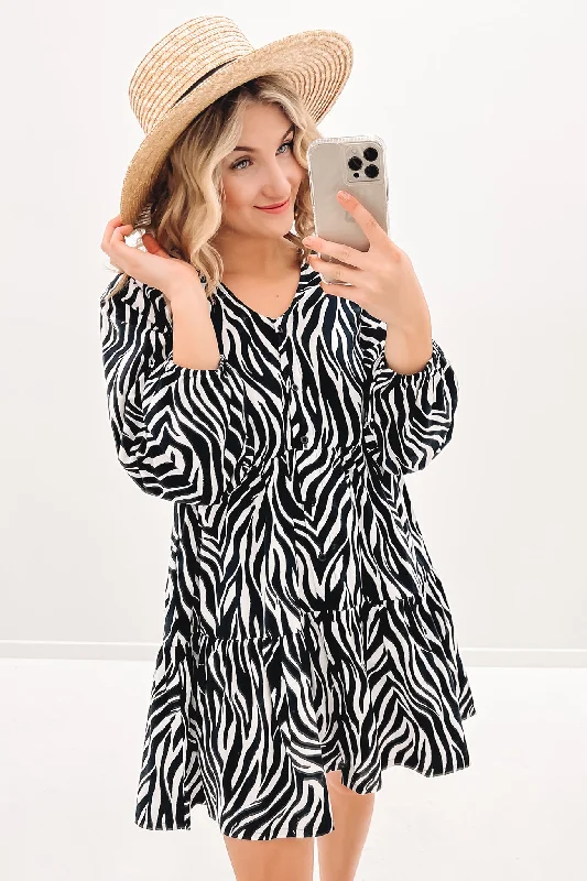 Indianna Mini Dress Black Zebra