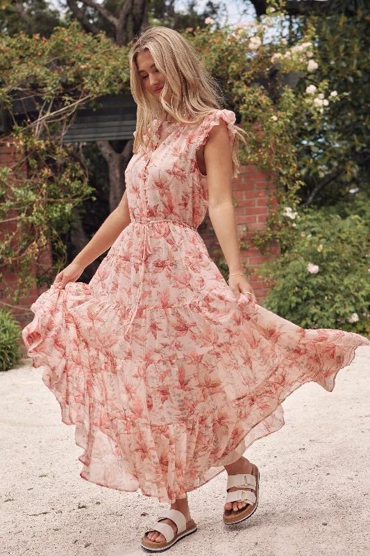 Infatuation Peach Paradise Floral Flutter Sleeve Tiered Maxi Dress Elegant Wraparound Maxi Dress Infatuation Peach Paradise Floral Flutter Sleeve Tiered Maxi Dress Elegant Wraparound Maxi Dress