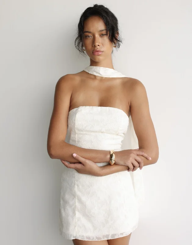 Juliet Mini Dress (Cream) Trendy Cut-Out Mini Dress