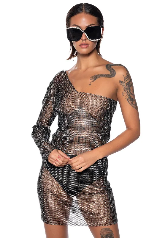 KNIGHT IN SHINING ARMOR ONE SHOULDER MINI DRESS Comfortable Smocked Mini Dress