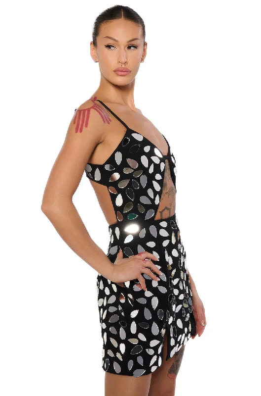 MIRROR MIRROR ON THE WALL CUT OUT MINI DRESS Cozy Sweater Mini Dress