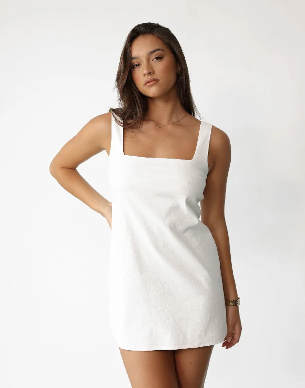 Misha Mini Dress (White) Elegant Tulle Mini Dress