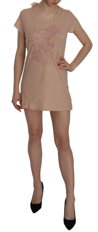 Pink Lace Shift Mini Dress - Elegance Unleashed Modern Satin Mini Dress
