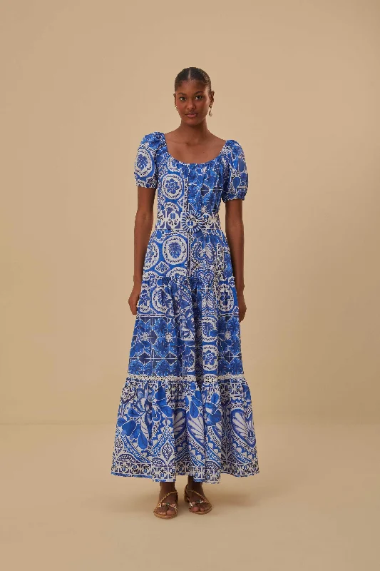 Blue Tile Dream Maxi Dress Cozy Longline Maxi Dress