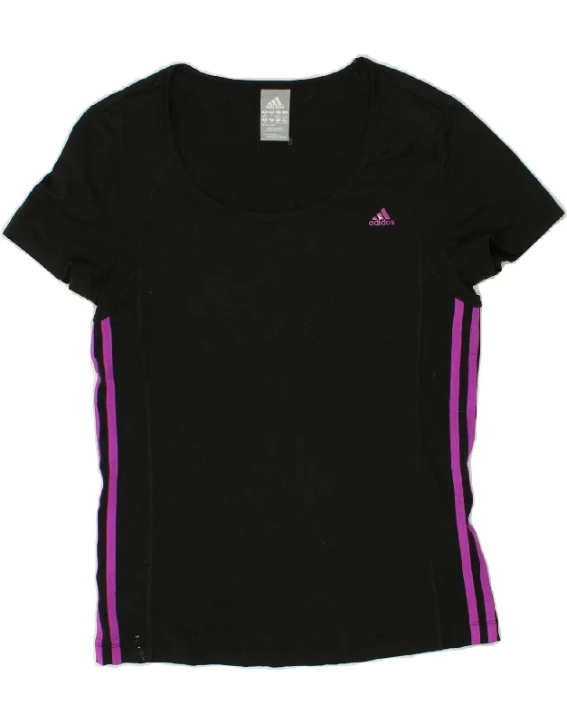 ADIDAS Womens T-Shirt Top UK 12/14 Medium Black Pinstripe Polyester Anti-Pilling Machine Wash Handmade ADIDAS Womens T-Shirt Top UK 12/14 Medium Black Pinstripe Polyester Anti-Pilling Machine Wash Handmade