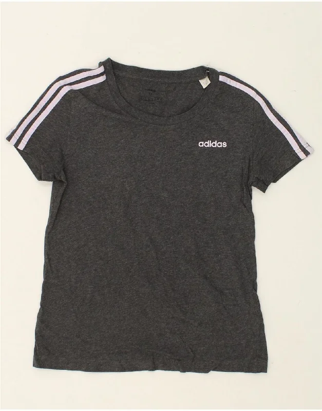 ADIDAS Womens T-Shirt Top UK 12 Medium Grey Flecked Cotton