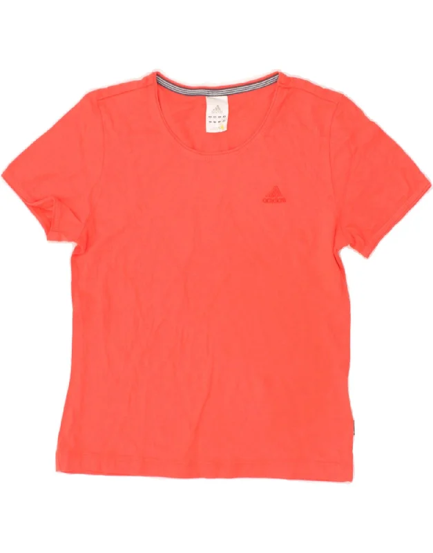 ADIDAS Womens T-Shirt Top UK 12 Medium  Red Cotton