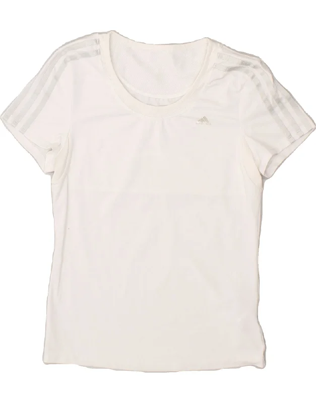 ADIDAS Womens T-Shirt Top UK 12 Medium White Polyester Spandex Blend Rayon Blend Denim Blend ADIDAS Womens T-Shirt Top UK 12 Medium White Polyester Spandex Blend Rayon Blend Denim Blend