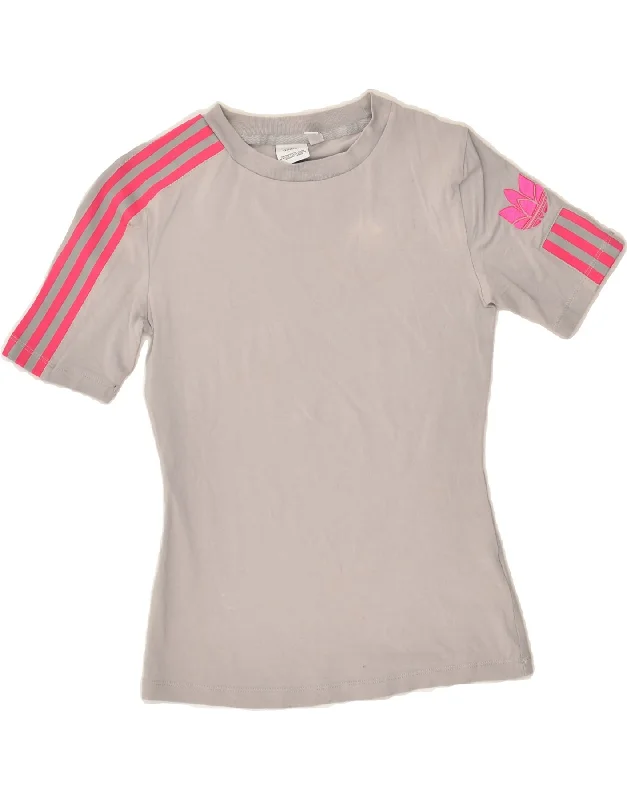 ADIDAS Womens T-Shirt Top UK 8 Small Grey Cotton