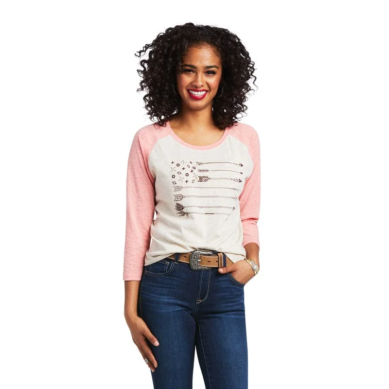 Ariat Women's Arrow Raglan Oatmeal Heather Long Sleeve T-Shirt 10039824