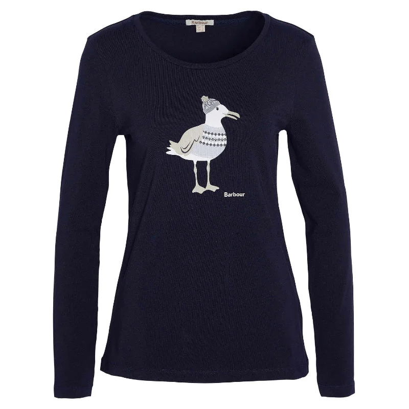Barbour Lossie Ladies Long Sleeve T-Shirt - Navy Cotton Fabric Linen Fabric Terry Fabric Barbour Lossie Ladies Long Sleeve T-Shirt - Navy Cotton Fabric Linen Fabric Terry Fabric