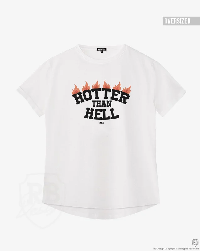 Women's Trendy T-Shirt With Sayings "Hotter Than Hell" WTD385 Hooded Caped Shawl Collar Women's Trendy T-Shirt With Sayings "Hotter Than Hell" WTD385 Hooded Caped Shawl Collar