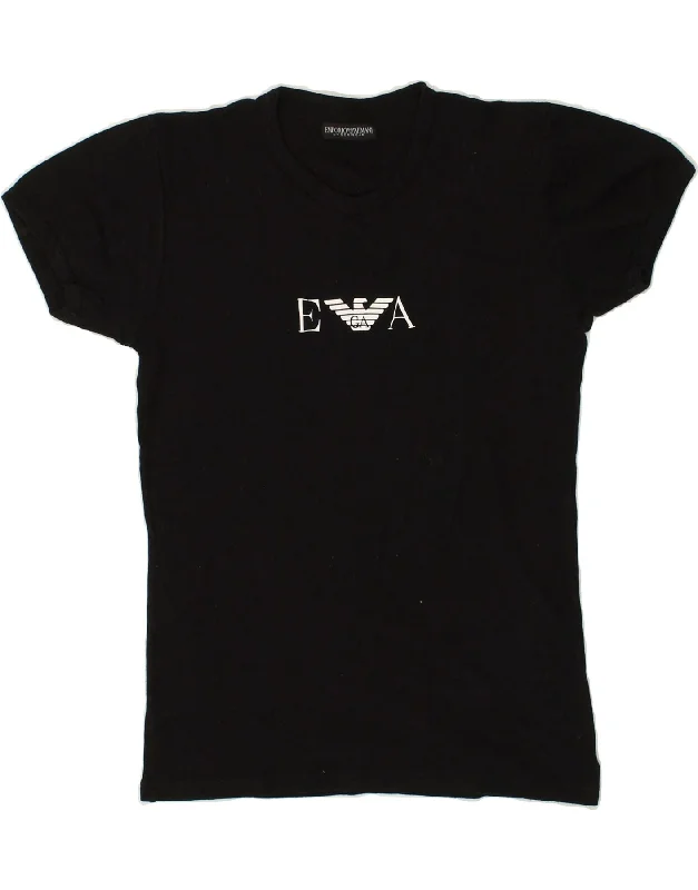 EMPORIO ARMANI Womens T-Shirt Top IT 48 XL Black Cotton