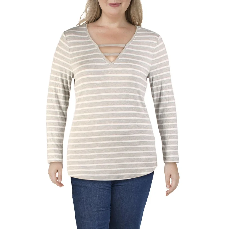 INC Womens Striped V-Neck T-Shirt