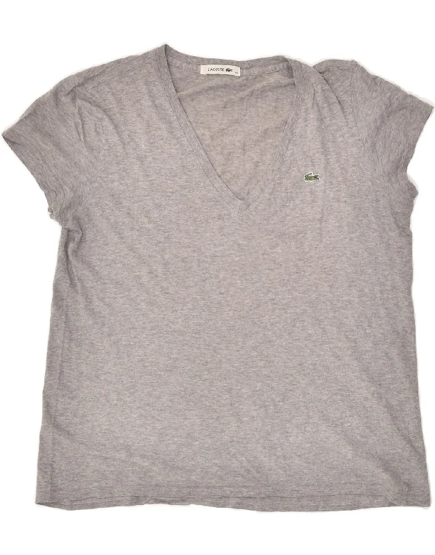 LACOSTE Womens T-Shirt Top Size 42 Large Grey Cotton