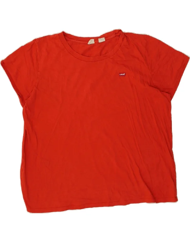 LEVI'S Womens T-Shirt Top UK 20 2XL Red Cotton