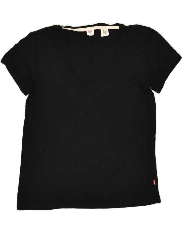LEVI'S Womens T-Shirt Top UK 6 XS Black Cotton Nylon Fabric Polyester Fabric Spandex Fabric LEVI'S Womens T-Shirt Top UK 6 XS Black Cotton Nylon Fabric Polyester Fabric Spandex Fabric