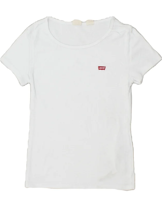 LEVI'S Womens T-Shirt Top UK 8 Small White Cotton