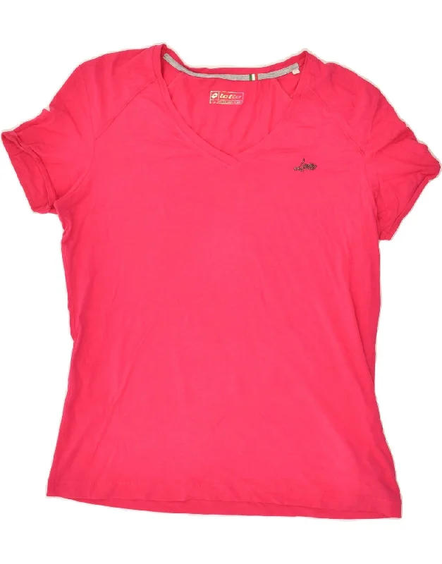 LOTTO Womens T-Shirt Top UK 18 XL Pink Cotton